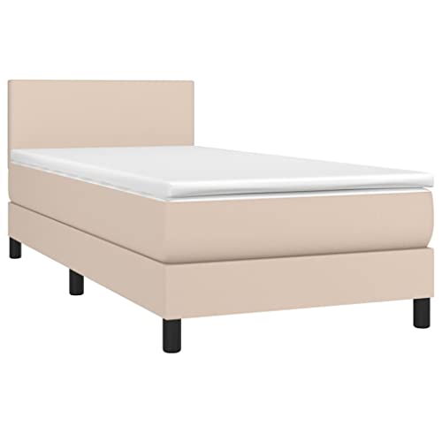 vidaXL Boxspringbett mit Matratze Einzelbett Kunstlederbett Polsterbett Bettgestell Bett Hotelbett Schlafzimmerbett Bettrahmen Lattenrost Cappuccino-Braun 90x200cm vidaXL Boxspringbett mit Matratze Einzelbett Kunstlederbett Polsterbett Bettgestell Bett Hotelbett Schlafzimmerbett Bettrahmen Lattenrost Cappuccino-Braun 90x200cm von vidaXL