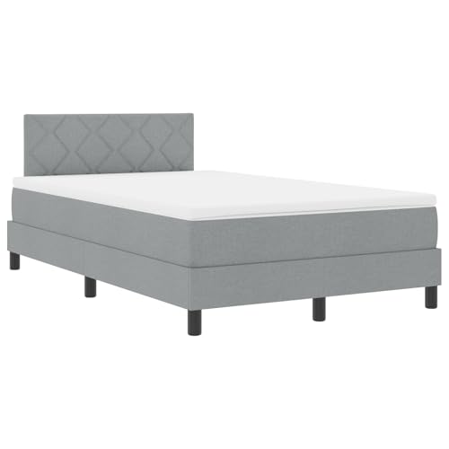 vidaXL Boxspringbett mit Matratze Hellgrau 120X190 cm Stoff Haltbar Kompakt Stylisch Bettwäsche Doppel Schlafzimmermöbel Schoner Modern Bequem Polstertopper von vidaXL