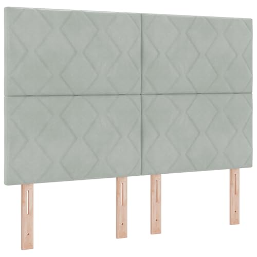 vidaXL Boxspringbett mit Matratze Hellgrau 140x200 cm Samt von vidaXL