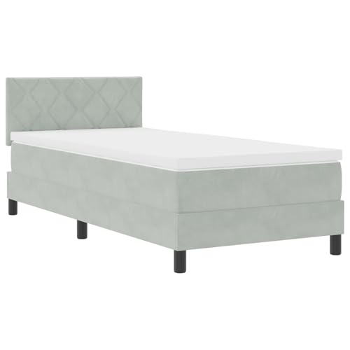 vidaXL Boxspringbett mit Matratze Hellgrau 90x200 cm Samt von vidaXL