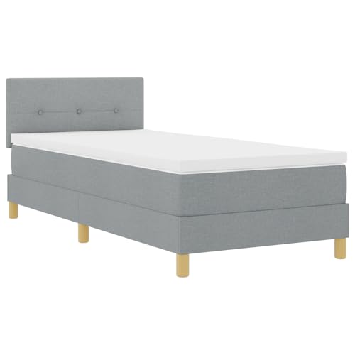 vidaXL Boxspringbett mit Matratze Hellgrau Gepolstert 90X200 cm Modernes Design Stoff Für Erwachsene Buchenschenkel Einfache Montage und Bequeme Matratze. Rahmen Einzel-Schlafzimmermöbel Topper vidaXL Boxspringbett mit Matratze Hellgrau Gepolstert 90X200 cm Modernes Design Stoff Für Erwachsene Buchenschenkel Einfache Montage und Bequeme Matratze. Rahmen Einzel-Schlafzimmermöbel Topper von vidaXL