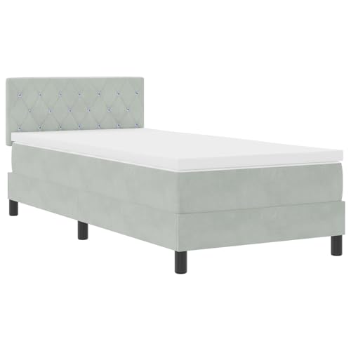 vidaXL Boxspringbett mit Matratze Hellgrau Samt von vidaXL