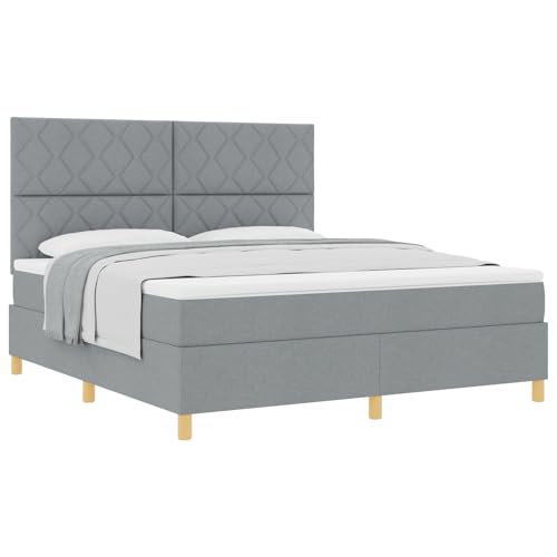 vidaXL Boxspringbett mit Matratze Hellgrau Super King Stoff vidaXL Boxspringbett mit Matratze Hellgrau Super King Stoff von vidaXL