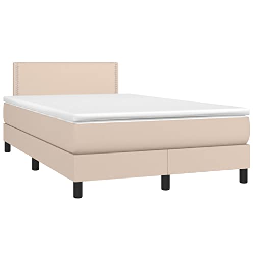 vidaXL Boxspringbett mit Matratze LED Kunstlederbett Polsterbett Doppelbett Bett Schlafzimmerbett Bettgestell Bettrahmen Lattenrost Hotelbett Cappuccino-Braun 120x200cm vidaXL Boxspringbett mit Matratze LED Kunstlederbett Polsterbett Doppelbett Bett Schlafzimmerbett Bettgestell Bettrahmen Lattenrost Hotelbett Cappuccino-Braun 120x200cm von vidaXL
