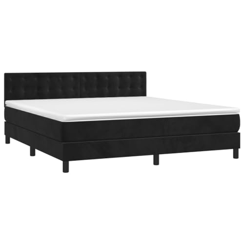 vidaXL Boxspringbett mit Matratze LED Polsterbett Bett Doppelbett Bettgestell Bettrahmen Lattenrost Hotelbett Schlafzimmerbett Schwarz 160x200cm Samt vidaXL Boxspringbett mit Matratze LED Polsterbett Bett Doppelbett Bettgestell Bettrahmen Lattenrost Hotelbett Schlafzimmerbett Schwarz 160x200cm Samt von vidaXL