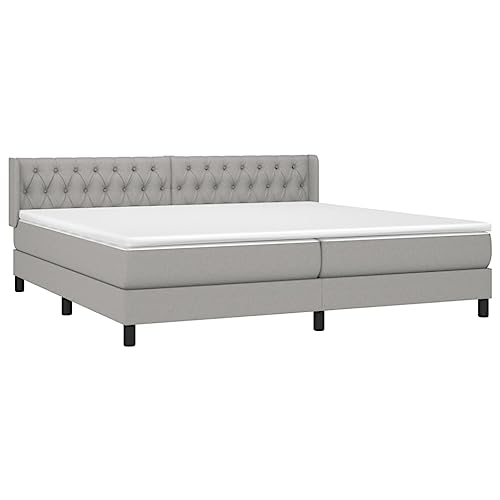 vidaXL Boxspringbett mit Matratze Polsterbett Bett Bettgestell Doppelbett Bettrahmen Lattenrost Hotelbett Schlafzimmerbett Hellgrau 200x200cm Stoff vidaXL Boxspringbett mit Matratze Polsterbett Bett Bettgestell Doppelbett Bettrahmen Lattenrost Hotelbett Schlafzimmerbett Hellgrau 200x200cm Stoff von vidaXL