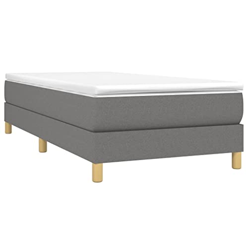 vidaXL Boxspringbett mit Matratze Polsterbett Bettgestell Einzelbett Bett Hotelbett Bettrahmen Lattenrost Schlafzimmerbett Dunkelgrau 80x200cm Stoff von vidaXL