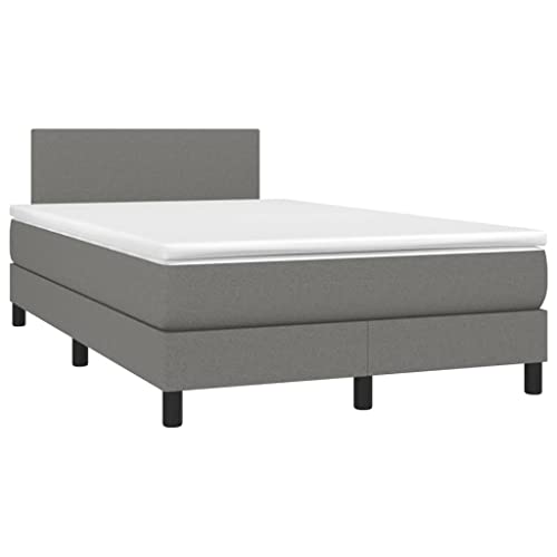 vidaXL Boxspringbett mit Matratze Polsterbett Doppelbett Bett Hotelbett Schlafzimmerbett Bettrahmen Bettgestell Lattenrost Dunkelgrau 120x200cm Stoff von vidaXL