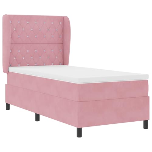 vidaXL Boxspringbett mit Matratze Rosa 100x200 cm Samt von vidaXL