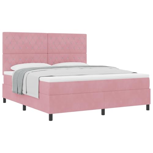 vidaXL Boxspringbett mit Matratze Rosa Samt vidaXL Boxspringbett mit Matratze Rosa Samt von vidaXL