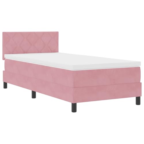 vidaXL Boxspringbett mit Matratze Rosa Samt von vidaXL