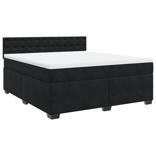 vidaXL Boxspringbett, Polsterbett Bett mit Matratze Matratzenauflage, Bettgestell mit Kopfteil Lattenrost, Doppelbett für Schlafzimmer, Schwarz 180x200cm Samt vidaXL Boxspringbett, Polsterbett Bett mit Matratze Matratzenauflage, Bettgestell mit Kopfteil Lattenrost, Doppelbett für Schlafzimmer, Schwarz 180x200cm Samt von vidaXL