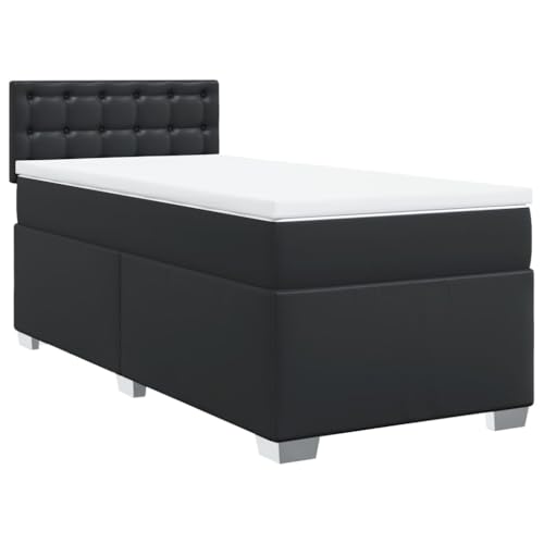 vidaXL Boxspringbett, Einzelbett mit LED Matratze Matratzenauflage, Bettgestell mit Lattenrost Kopfteil, Polsterbett Bett für Schlafzimmer, Schwarz 100x200cm Kunstleder vidaXL Boxspringbett, Einzelbett mit LED Matratze Matratzenauflage, Bettgestell mit Lattenrost Kopfteil, Polsterbett Bett für Schlafzimmer, Schwarz 100x200cm Kunstleder von vidaXL
