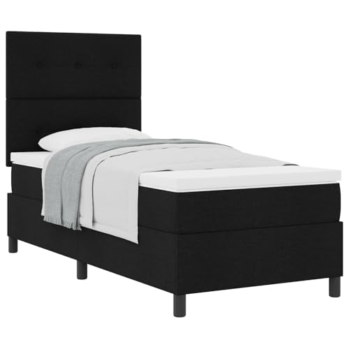 vidaXL Boxspringbett mit Matratze Schwarzer Stoff 80X200 cm Modern Polsterbett für Schlafzimmer Innenbereich Erwachsene Einzel-Schlaflösung Möbel Luxus-Bettwäsche vidaXL Boxspringbett mit Matratze Schwarzer Stoff 80X200 cm Modern Polsterbett für Schlafzimmer Innenbereich Erwachsene Einzel-Schlaflösung Möbel Luxus-Bettwäsche von vidaXL