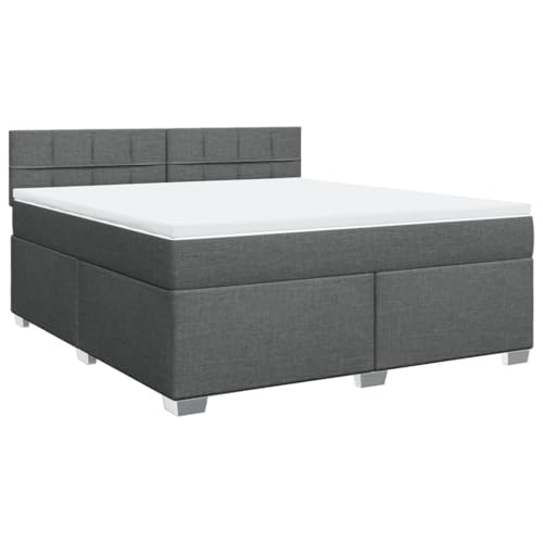 vidaXL Boxspringbett, Polsterbett Bett mit Matratze Matratzenauflage, Bettgestell mit Kopfteil Lattenrost, Doppelbett für Schlafzimmer, Dunkelgrau 180x200cm Stoff von vidaXL