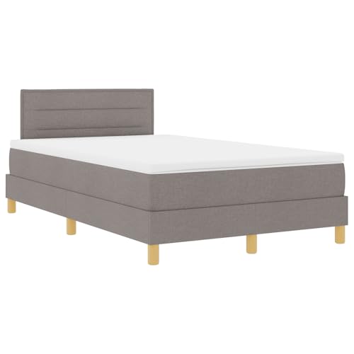 vidaXL Boxspringbett mit Matratze Taupe Polsterung 120x190 cm modernes Design Stoff für Erwachsene natürliche Holzbeine einfache Montage und Komfort Schlafzimmermöbel Topper zeitgenössisch Doppel von vidaXL