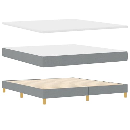 vidaXL Boxspringbett mit Matratze in Hellgrau, 180 x 200 cm Stoff von vidaXL