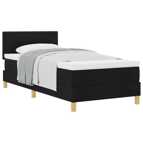 vidaXL Boxspringbett mit Matratze in Schwarz gepolstert 80X200 cm modernes Design Stoff für Erwachsene mit Naturholzelementen einfache Montage und Komfort für Schlafzimmermöbel Topper Einzelbett vidaXL Boxspringbett mit Matratze in Schwarz gepolstert 80X200 cm modernes Design Stoff für Erwachsene mit Naturholzelementen einfache Montage und Komfort für Schlafzimmermöbel Topper Einzelbett von vidaXL