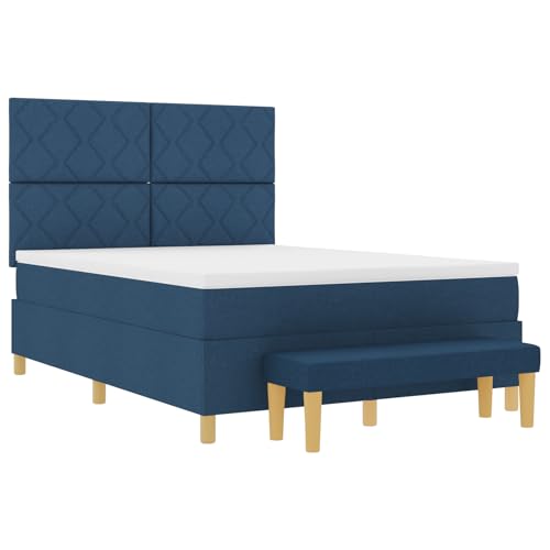 vidaXL Boxspringbett mit Matratze & Bank Blau 140x190 cm Stoff vidaXL Boxspringbett mit Matratze & Bank Blau 140x190 cm Stoff von vidaXL