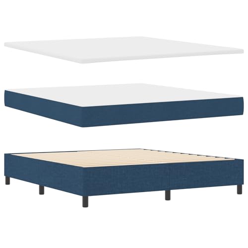 vidaXL Boxspringbett mit Matratze & Bank Blau 180X200 cm Stoff Modernes Design Bequeme Unterstützung Einfache Montage Perfekt für Schlafzimmermöbel Queen Topper Stylisch Haltbar von vidaXL