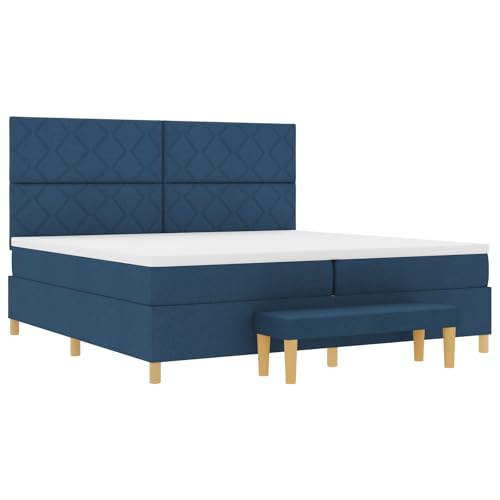 vidaXL Boxspringbett mit Matratze & Bank Blau 200x200 cm Stoff von vidaXL