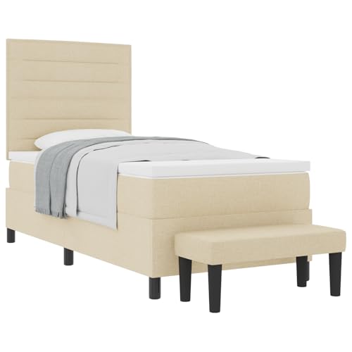 vidaXL Boxspringbett mit Matratze & Bank Creme 100X200 cm Stoff Elegantes Design Bequeme Unterstützung Einfache Montage Perfekt für Schlafzimmer Zeitgenössische Möbel Erwachsenenrahmen Gäste vidaXL Boxspringbett mit Matratze & Bank Creme 100X200 cm Stoff Elegantes Design Bequeme Unterstützung Einfache Montage Perfekt für Schlafzimmer Zeitgenössische Möbel Erwachsenenrahmen Gäste von vidaXL