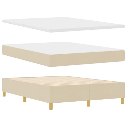 vidaXL Boxspringbett mit Matratze & Bank Creme 140X200 cm Stoff Polsternde Unterstützung Ideal für Schlafzimmer Möbel Stauraum Komfort Schaum Stylisch Minimalistisch von vidaXL