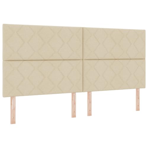 vidaXL Boxspringbett mit Matratze & Bank Creme 200x200 cm Stoff von vidaXL