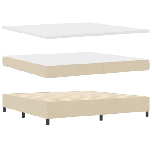 vidaXL Boxspringbett mit Matratze & Bank Creme 200x200 cm Stoff von vidaXL
