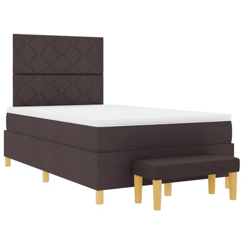 vidaXL Modernes Massivholz-Bett mit Fußbank 120X200 cm Dunkelbraun Zeitgemäßes Design langlebige Qualität Schlafzimmermöbel Matratzenschoner Taschenfederkern-Polsterung von vidaXL