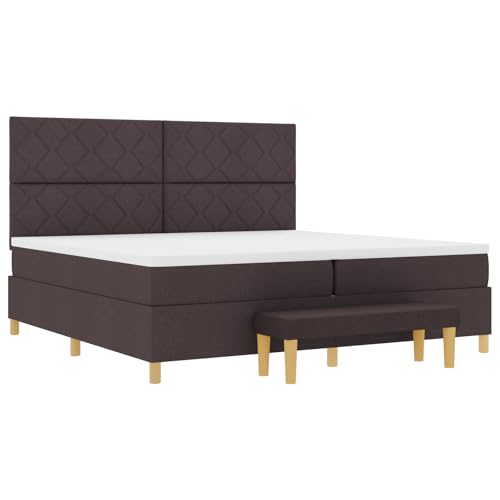 vidaXL Dunkelbraunes Boxspringbett mit Matratze & Bank 200X200 cm Stoffpolsterung Unterstützendes Design Ideal für Schlafzimmermöbel Reißverschlussbezug Schoner Pad Topper Schaum von vidaXL