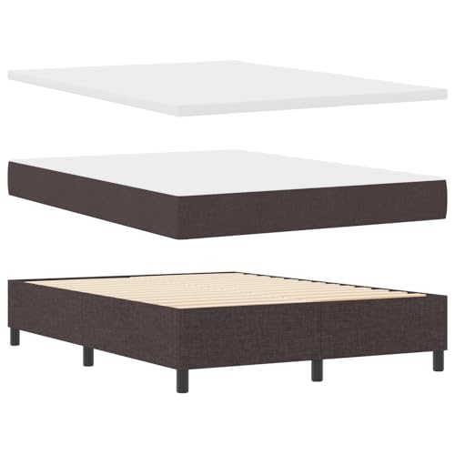 vidaXL Boxspringbett mit Matratze & Bank Dunkelbraun Stoff 140X200 cm Modernes Schlafzimmermöbel Kopfteil und Topper Reißverschlussbezug Schoner Auflage Schaum von vidaXL