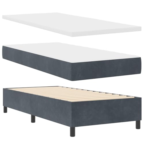 vidaXL Boxspringbett mit Matratze & Bank Dunkelgrau 100x200 cm Samt vidaXL Boxspringbett mit Matratze & Bank Dunkelgrau 100x200 cm Samt von vidaXL