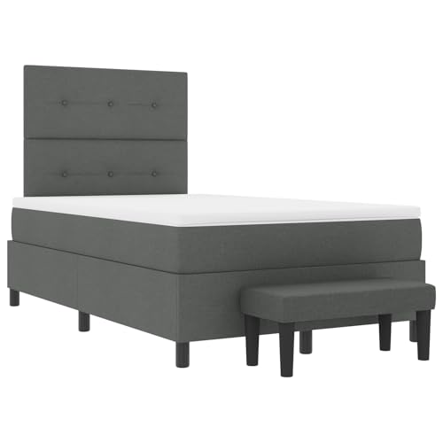 vidaXL Boxspringbett mit Matratze & Bank Dunkelgrau 120X190 cm Stoff Elegantes Design Bequeme Unterstützung Einfache Montage Perfekt für Schlafzimmermöbel Doppelrahmen Polsterbasis Glatt vidaXL Boxspringbett mit Matratze & Bank Dunkelgrau 120X190 cm Stoff Elegantes Design Bequeme Unterstützung Einfache Montage Perfekt für Schlafzimmermöbel Doppelrahmen Polsterbasis Glatt von vidaXL