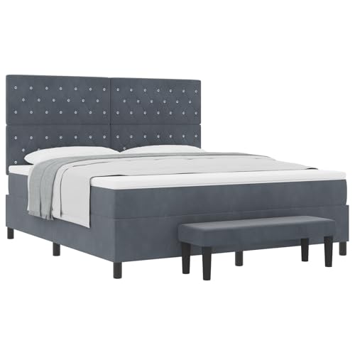 vidaXL Boxspringbett mit Matratze & Bank Dunkelgrau 180x200 cm Samt vidaXL Boxspringbett mit Matratze & Bank Dunkelgrau 180x200 cm Samt von vidaXL