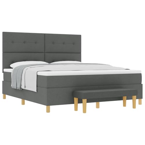 vidaXL Boxspringbett mit Matratze & Bank Dunkelgrau 180x200 cm Stoff vidaXL Boxspringbett mit Matratze & Bank Dunkelgrau 180x200 cm Stoff von vidaXL