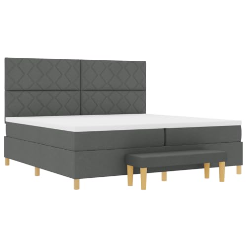 vidaXL Boxspringbett mit Matratze & Bank Dunkelgrau 200x200 cm Stoff von vidaXL
