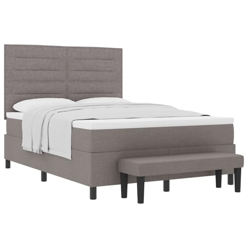 vidaXL Boxspringbett mit Matratze & Bank Grau 140X190 cm Stoff Stylisches Design Bequeme Unterstützung Einfache Montage Ideal für Schlafzimmer und Topper vidaXL Boxspringbett mit Matratze & Bank Grau 140X190 cm Stoff Stylisches Design Bequeme Unterstützung Einfache Montage Ideal für Schlafzimmer und Topper von vidaXL