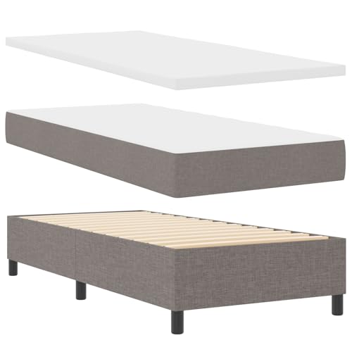 vidaXL Boxspringbett mit Matratze & Bank Grau 80X200 cm Stoff Elegantes Design Komfortable Unterstützung Einfache Montage Perfekt für Schlafzimmermöbel Reißverschlussbezug Auflage Polster Schaumtopper von vidaXL