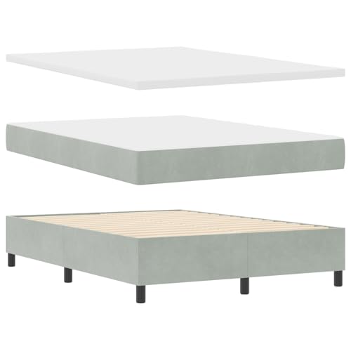 vidaXL Boxspringbett mit Matratze & Bank Hellgrau 160x200 cm Samt von vidaXL