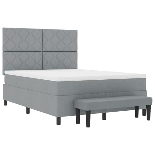 vidaXL Boxspringbett mit Matratze & Bank Hellgrau 160 x 200 cm Stoff vidaXL Boxspringbett mit Matratze & Bank Hellgrau 160 x 200 cm Stoff von vidaXL