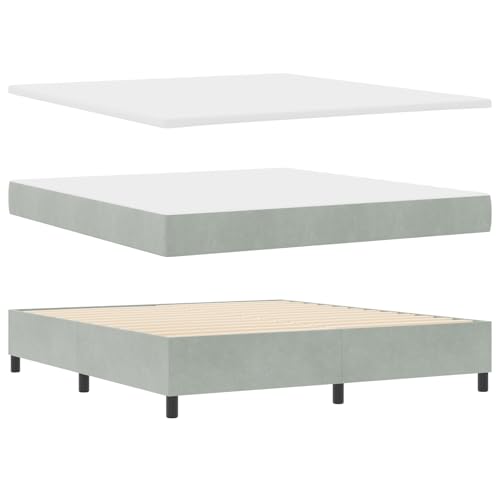 vidaXL Boxspringbett mit Matratze & Bank Hellgrau 180x200 cm Samt vidaXL Boxspringbett mit Matratze & Bank Hellgrau 180x200 cm Samt von vidaXL