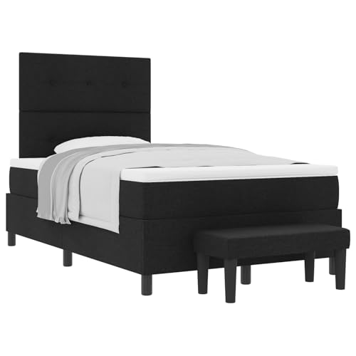 vidaXL Boxspringbett mit Matratze & Bank Hellgrau 80X200 cm Stoff Stylisch Polster für Schlafzimmer Kompakte Gestaltung Erwachsenen Nutzung Komfortables Schlaferlebnis Möbel Schoner Pad Topper von vidaXL