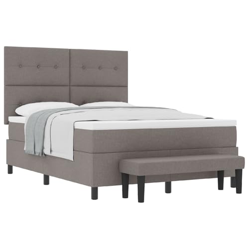 vidaXL Boxspringbett mit Matratze & Bank Hellgrau 80X200 cm Stoff Stylisches Design Bequeme Unterstützung Zuhause Schlafzimmermöbel Topper Schlafen Polsterung Königsrahmen Doppelstorage Modern von vidaXL