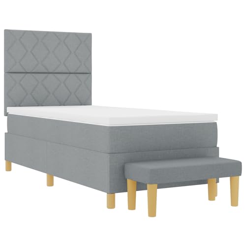 vidaXL Boxspringbett mit Matratze & Bank Hellgrau 90x200 cm Stoff vidaXL Boxspringbett mit Matratze & Bank Hellgrau 90x200 cm Stoff von vidaXL