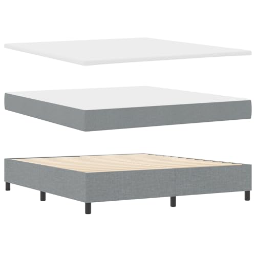 vidaXL Boxspringbett mit Matratze & Bank Hellgrau Stoff 180x200 cm | Modernes Schlafzimmermöbel-Set mit stilvoller unterstützender Auflage für Erwachsene und Reißverschluss Schoner. vidaXL Boxspringbett mit Matratze & Bank Hellgrau Stoff 180x200 cm | Modernes Schlafzimmermöbel-Set mit stilvoller unterstützender Auflage für Erwachsene und Reißverschluss Schoner. von vidaXL