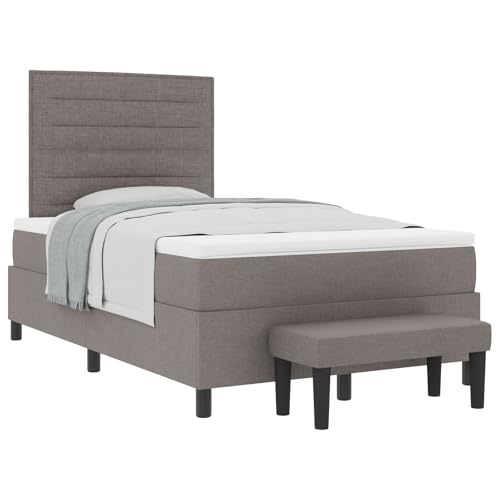 vidaXL Boxspringbett mit Matratze & Bank Taupe 120X200 cm Stoff - Stylisches Design - Bequeme Unterstützung - Einfache Montage - Perfekt für Schlafzimmer Einzelmöbel - Topper Komfort - Unterstützend vidaXL Boxspringbett mit Matratze & Bank Taupe 120X200 cm Stoff - Stylisches Design - Bequeme Unterstützung - Einfache Montage - Perfekt für Schlafzimmer Einzelmöbel - Topper Komfort - Unterstützend von vidaXL