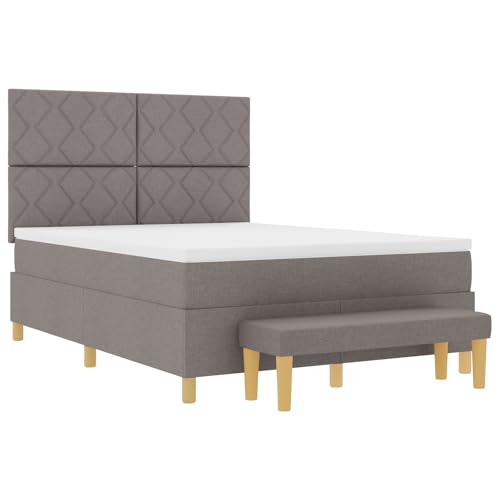 vidaXL Boxspringbett mit Matratze & Bank Taupe 160x200 cm Stoff vidaXL Boxspringbett mit Matratze & Bank Taupe 160x200 cm Stoff von vidaXL