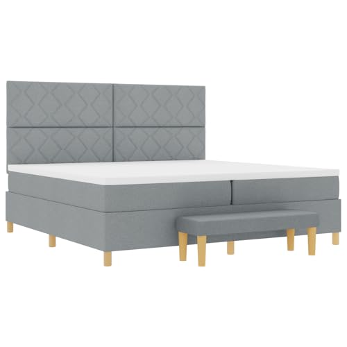 vidaXL Boxspringbett mit Matratze und Bank hellgrau 200x200 cm Stoff von vidaXL