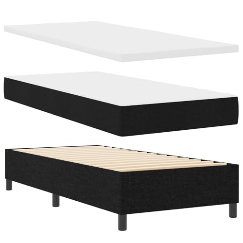 vidaXL Boxspringbett mit Matratze & Bank hellgrau 80x200 cm Stoff Schlafzimmermöbel Topper Schaum Einzelrahmen Zeitgenössisch von vidaXL